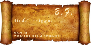 Biró Frigyes névjegykártya